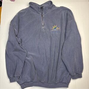 Vintage Crescent City CA Adult XL Sweatshirt Blue Collared Embroidered Flaws